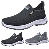 Zapatillas de correr para hombre, transpirables, ortopédicas, para tenis, fitness, correr, sin cordones, zapatillas de correr, ligeras, de malla, cómodas, para caminar, Negro3, 43 EU