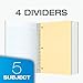 Oxford Spiral Notebooks, 3 Pack, 5 Subject, College Ruled Notebooks for School, 8 x 10.5 Inches, 180 Sheets, 4 Dividers, Assorted Colors, Back to School Supplies (65203)
