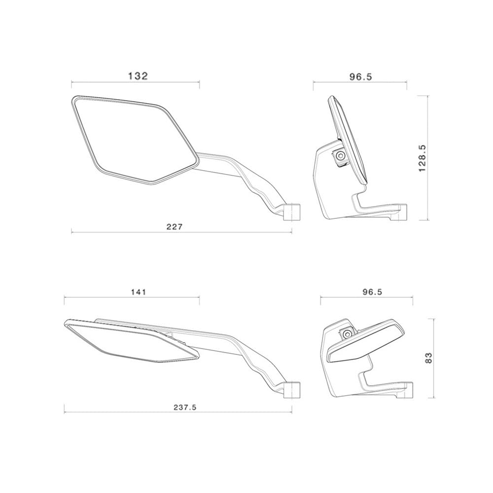 motos Miroir vélo Rétroviseur De Voiture Pour Tuono 660, Rétroviseur Invisible Réglable, Rétroviseur Latéral Rotatif À Aile Fixe(BLACK-White mirror)