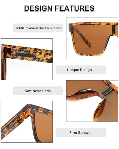 Image of GLINDAR Polarized Sunglasses Men Flat Top Womens, Oversized Square Shield | One Piece,Trendy,Lightweight,Driving