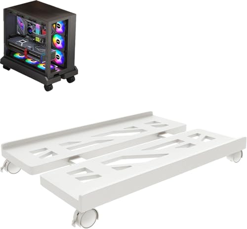Ruikcoll pc ständer,mobilen CPU-Ständer,computer-zubehör, universellen mit Vier Rädern, computer, komponenten & zubehör, für Gamer, Zuhause, Büro (Weiß)