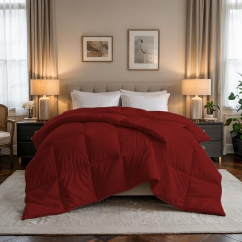Image of Earthlycozy 300GSM Premium Comforter - Hypoallergenic, Breathable, Reversible, Lightweight, All-Season, AC Friendly and Machine Washable (Burgundy, Single)