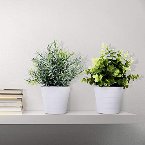 Meneco Small Fake Plant Potted - Faux Plant Indoor Plant Artificial Potted Plant Decor for Home and Office (Eucalyptus Green) - Image 4