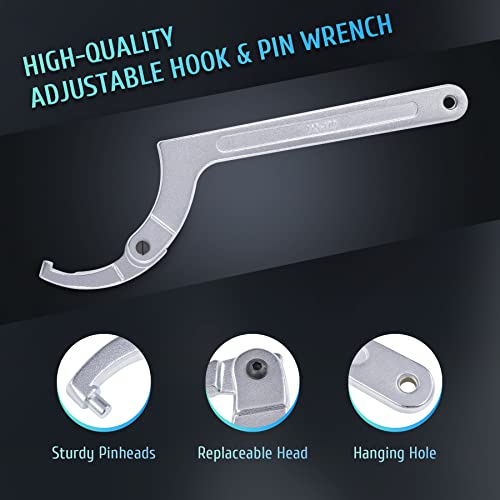 Orion Motor Tech 8Pc Adjustable Pin Spanner Wrench Tool Set, Spanner Nut Wrench Tools With Changeable Heads For Pipes Heating Cars, Coilover Hook Wrenches For Suspension System, 3/4" To 6-1/10" #TOP3