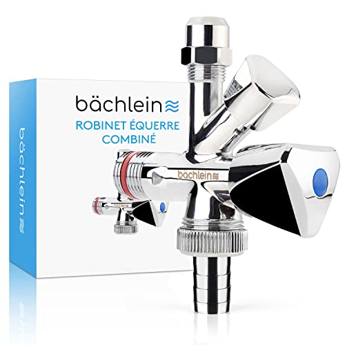 Robinet Équerre Combiné Universel Bächlein, Auto-Étanche, Robinet Équerre Combiné pour Conduites d'Eau Chaude et Froide Offrant de Nombreuses Possibilités de Raccordements, Robinet Équerre