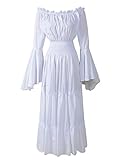 Renaissance Medieval Dress Costume Mythic Mystic Forest Sword Mistress Chemise (Regular, White)