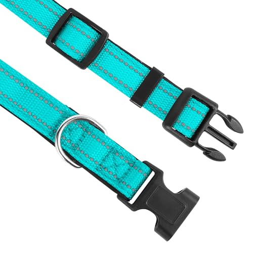 Collar reflectante para perro talla S color teal miniatura 3