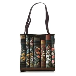 Vintage Floral Bookshelf Dark Academia Cottagecore Aesthetic Tote Bag