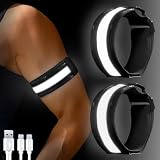 flintronic 2 Pezzi LED Bracciale Riflettente, Fascia da Braccio Luminosa Ricaricabile, Fasce da Braccio Luminose a LED Riflettenti ad Alta visibilità, Cinturino Magico per Corsa, Ciclismo e Jogging