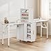 TTGIEET Double-Sided Manicure Table Foldable, Folding Double Nail Desk w/2 Dust Collector, 2 Open Shelves & Storage Drawers, Double Sides Nail Table Station w/Wrist Cushion, 4 Rolling Wheels(White)