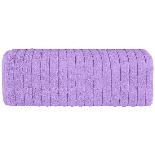 Image of Elegant Comfort 100% Turkish Cotton Corduroy Ribbed Luxury Jumbo Bath Towel Ultra Soft - 35 x 70 Inch - Luxury Spa Premium Hotel Quality Highly Absorbent and Quick Dry Large Bath Towel, Lilac