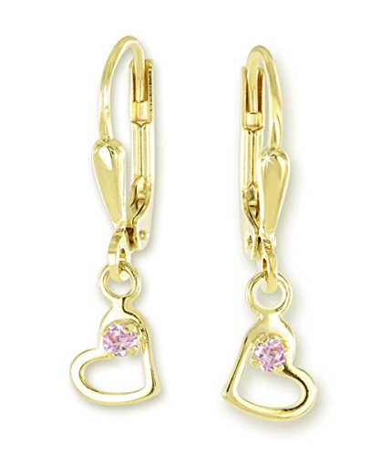 Preisvergleich Produktbild VASCAYA Damen Ohrhänger Ohrring Herz mit Zirkonia, rosa Gold 333 Geschenk