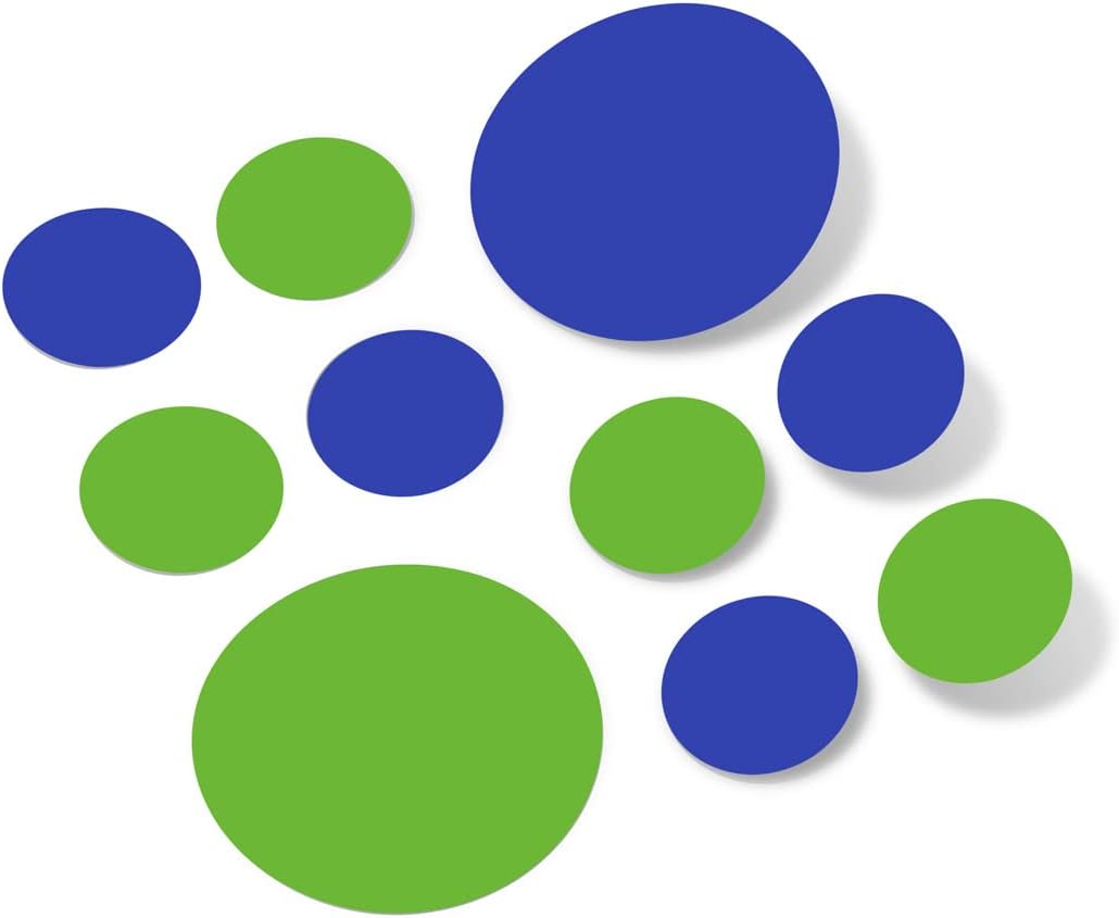 Lime Green/Blue Vinyl Wall Stickers - 2 & 4 Circles (30 Decals)