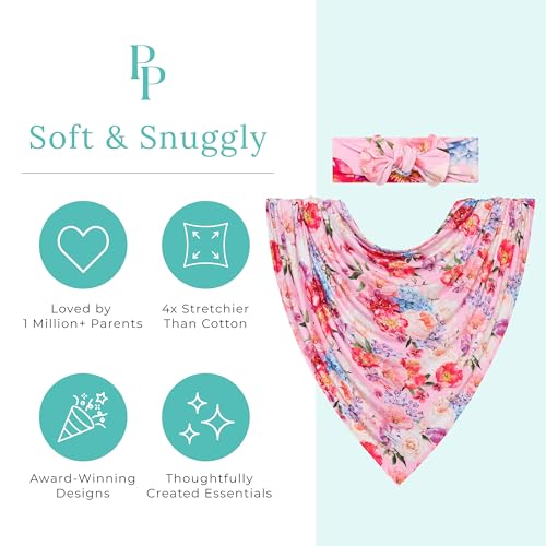 Image of Posh Peanut Swaddle Blanket + Headband Set - Soft Newborn Swaddle Doubles As a Stroller, Receiving Blanket, and Nursing Cover - Matching Baby Swaddles & Headbands for Everyday