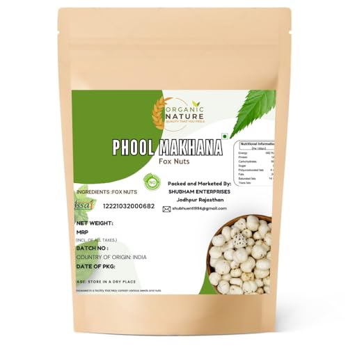 Image of ORGANIC NATURE Phool Makhana Fox Nut Lotus Seeds Pop Gorgon Nut Puffed Kernels (pack of 100 gram)