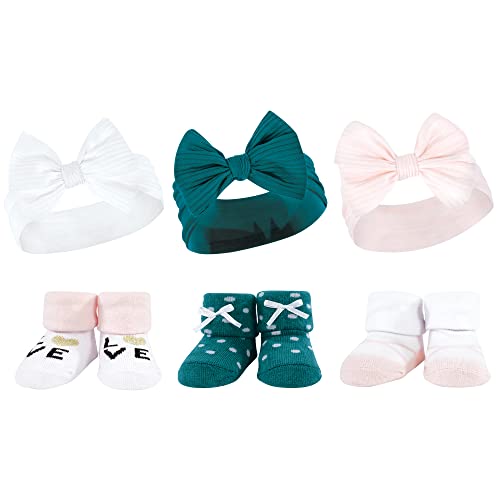 Bandeau et chaussettes bébé fille Hudson Baby accessoire de naissance extensible rose bleu