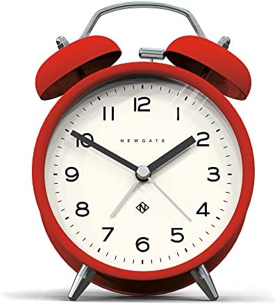 NEWGATE ® Charlie Bell Echo Alarm - Small Contemporary Bedside Alarm Clock - Analogue Alarm Clock - Twin Bell Alarm Clock - Desk Clock - Bedside Clock - Arabic Numerals (Fire Engine Red)
