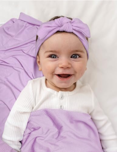 Stretchy Baby Swaddle Blanket and Headband Set, Newborn Receiving Blankets with Matching Hat for Nursery Swaddle Wrap4