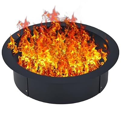Garvee Fire Pit Ring 42 inches 36 inches Inside Diameter Heavy Duty Solid Steel Fire Ring Firepits Insert for Outside, Backyard, Liner DIY Campfire (42 x 36 x 10 Inches)