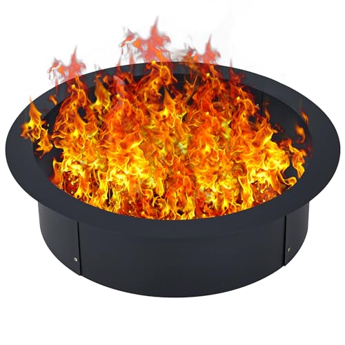 Garvee Fire Pit Ring 42 inches 36 inches Inside Diameter Heavy Duty Solid Steel Fire Ring Firepits Insert for Outside, Backyard, Liner DIY Campfire (42 x 36 x 10 Inches)