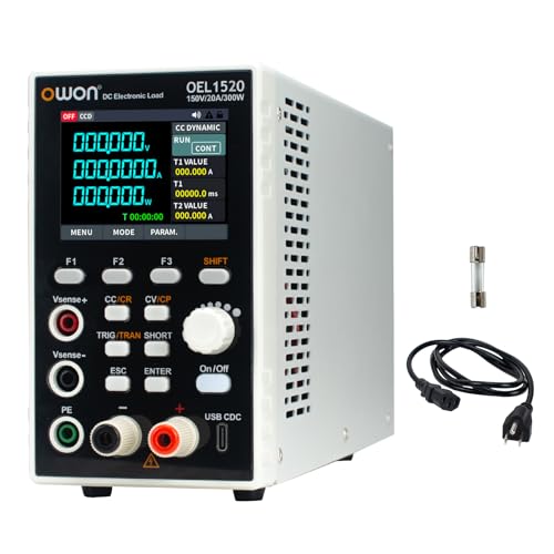 OWON Programmable DC Electronic Load OEL1520 DC 150V 20A Maximum 300W USB/RS232 CV CC CR CP 4 Operation Modes 5kHz Dynamic Lab Bench Power Tester with 2.8 TFT Color LCD Display
