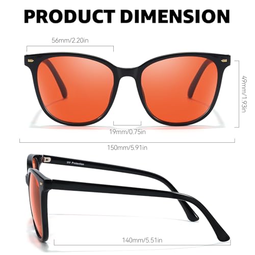 Image of TJUTR Sleep Blue Light Blocking Glasses for Women Men, Professional 2.0 AR Coatings Red Lens for Computer Reduce Eyestrain (A1 Black)