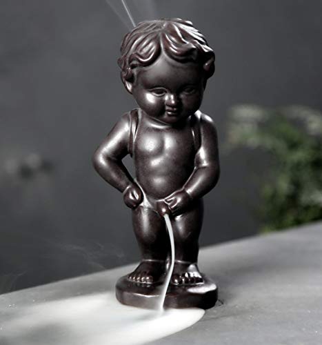 OTOFY Handmade Ceramic Incense Holder, Backflow Incense Burner Figurine Incense Cone Holders Home Decor Gift Decorations Statue Ornaments (Manneken PIS)