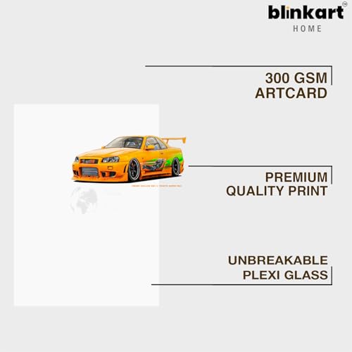 Image of BLINKART Nissan & Toyota Skyline & Supra Framed Posters Gift Items Boys Room Wall Decoration Bedroom Office Studio Synthetic Wood Frame & Acrylic Glass Ready to Hang - 18x12 Inch, (A4 Size) - CAR-268