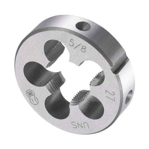 Image of CoCud Round Thread Repair Die, 5/8"-27 UNS Die 38mm OD, Alloy Tool Steel Cylindrical Pipe Threading Tool with 5 Chip Holes - (Applications: for Threading Repairing)