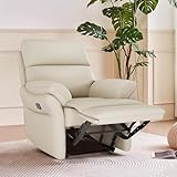 AIRSKY Genuine Leather Recliner Chair, Top Grain Leather, Italian Water-Washing Process, Recliner Chairs for Adults, for Living Room, Theater Seating, Bedroom. R1, Beige