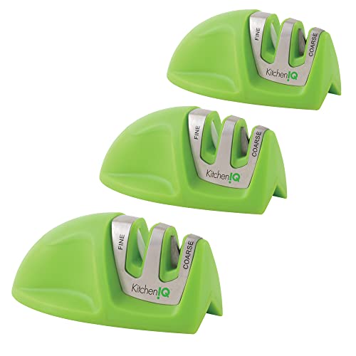 image for KitchenIQ 51422 | Edge Grip 2-Stage Knife Sharpener | Green – 3 Pack