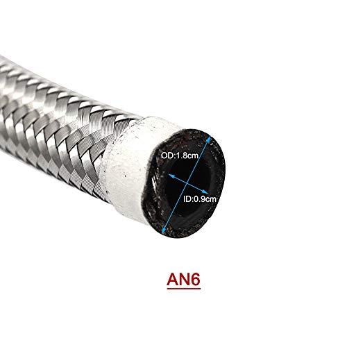 Sangmei 2M Siliver AN6 Nylon e linha de combustível trançada de aço inoxidável 6AN CV#
