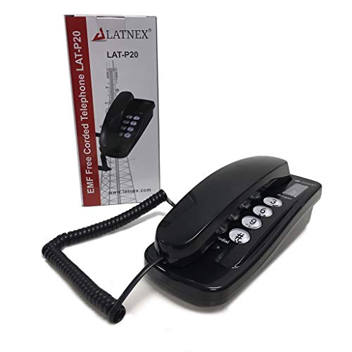 LATNEX EMF Teléfono fijo con cable para el hogar, teléfono negro, para personas sensibles electromagnéticas, personas mayores y personas mayores con discapacidad auditiva o de visión Cover