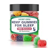 Hemp Emu Hemp Gummies for Sleep - Fall Asleep Faster, Stay Asleep Longer - 10mg Melatonin + Premium Hemp Extract, 2 Gummies Per Serving - 60 Count Fruit Flavored Gummies