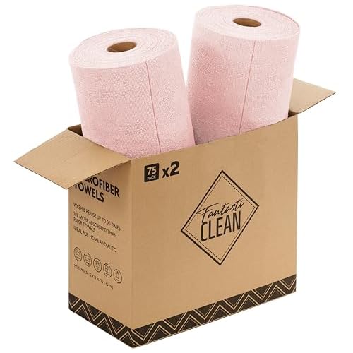 Fantasticlean Microfiber Cleaning Cloth Roll -150 Pack, Tear Away Microfiber Towels, 12" x 12", Reusable, Washable, Ultra Absorbent Dishcloth for All-
