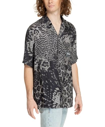 VERSACE JEANS COUTURE Hombre Camisa de Manga Corta Black 46 EU