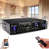 Bluetoothオーディオサウンドアンプ FMカラオケアンプ RCサポート 2マイク TAV-6188BT 2000W 車載 家庭用カーアンプ パーティー用 新年会 忘年会 結婚式 クリスマス会 リモン付き