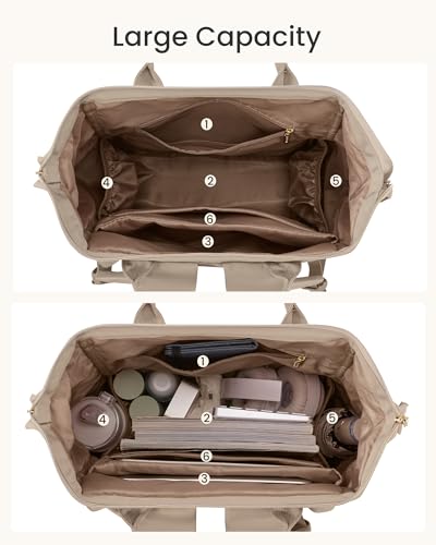 Image of LOVEVOOK Laptop Backpack for Women with Giant Tumbler Holder Pocket, 15.6 inch Travel Work Backpack Purse for Nurse Teacher, Waterproof Bag College Bookbag Casual Daypack Khaki