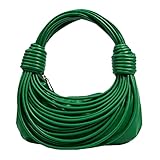 Tngan Women Fashion Woven Handbag PU Leather Satchel Creative Noodles Style Crossbody Bag, Green