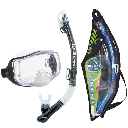 TUSA Sport Adult Imprex 3D Purge Mask and Dry Snorkel Combo, Smoke, UC-3325P-SK