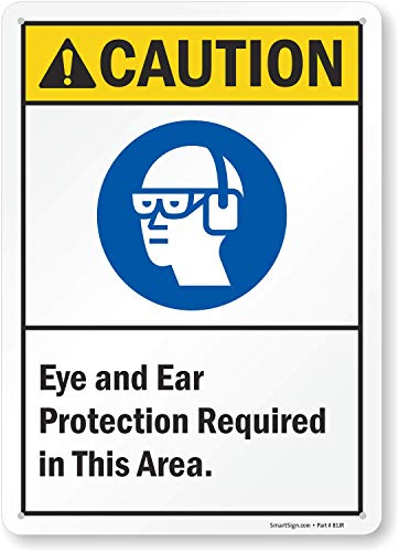 Panneau protection yeux oreilles SmartSign pour sécurité atelier et usine