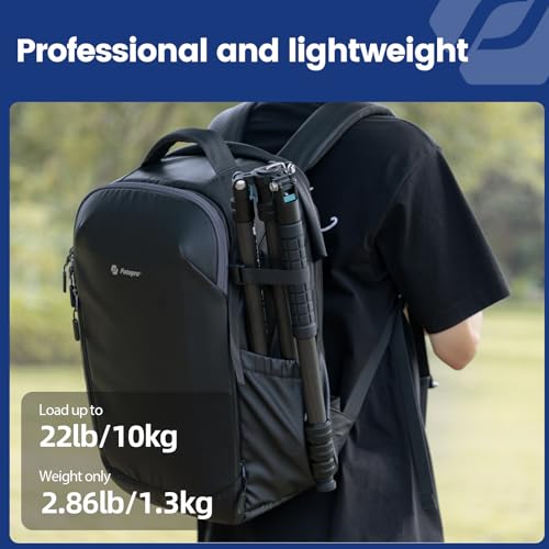 Image of Fotopro 73 inch /185cm Carbon Fiber Travel Tripod for Camera, 360 Panorama Ball Head, Arca Quick Release Plate and Bag, Detachable Monopod for DSLR Camera Camcorder, Load up to 22lbs /10kg. X-Go Plus Blue