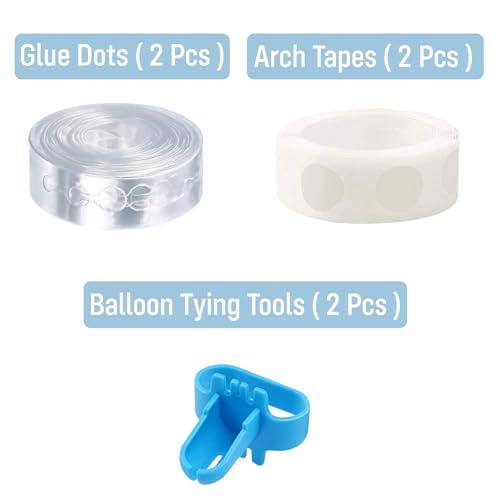 Image of Party Propz Balloon Decoration Kit - Set of 6 Pcs Balloon Arch Kit | 2 Pcs (200 Dots) Glue Dots For balloons | 2 pcs Balloon Arch Tape | 2 pcs Balloon Tying Tool | Balloon arch Strip and Glue Dots