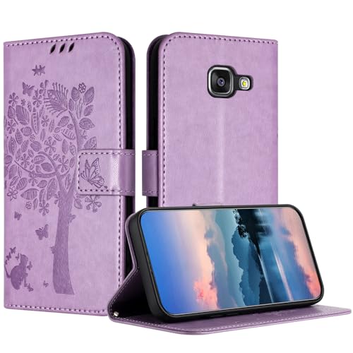 JayModHülle Hülle für Samsung Galaxy A310/A3 2016, Leder Klapphülle Schutzhülle mit [Kartenfach] [Standfunktion] [Magnetverschluss] Handyhülle Kompatibel mit Samsung A310 - Helllila