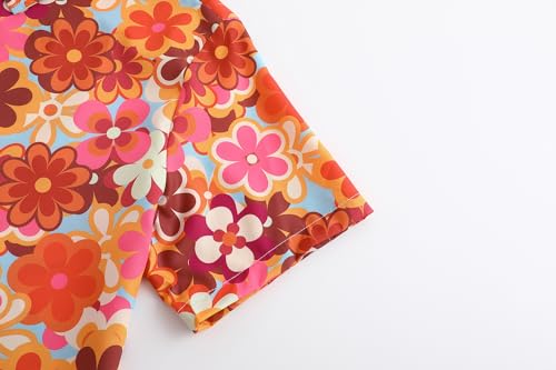 Mens 70s Disco Hip Hop Casual Button Down Paisley Floral Vintage Short Sleeve Hip Hop Shirt4