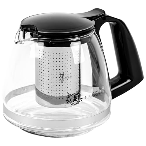 KARL HAUSMANN Teiera in Vetro 750ml con Infusore - Tisaniera con Filtro per Tè, Tisane e Caffè | Vetro Resistente al Calore, Beccuccio Antigoccia, Lavabile in Lavastoviglie