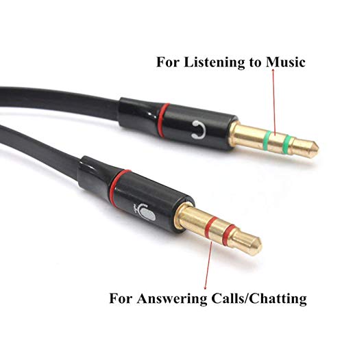Image of BigPlayer 3.5mm Headset Audio Mic Splitter Cable Female Port to Dual Male Connectors for Laptop PC Computer Headphone Microphone Interface Black White