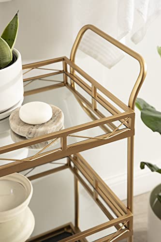 Image of Kate and Laurel Ketia Glam Metal Bar Cart; 23 x 13 x 34; Gold; Glamorous Three Tier Gold Bar Cart for Display and Storage