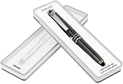 RISEMART 3-in-1 Functional Stylus, LED Flashlight, Ballpoint Pen, Stylus Pen for Touchscreen Devices, Multi-Function Capacitive Pen with White LED Flashlight, 1.0mm Black Ink