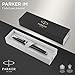 PARKER IM Fountain Pen, Black Lacquer Chrome Trim, Medium Nib with Blue Ink Refill, Gift Box (1931651)